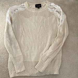 Lace shoulder sweater